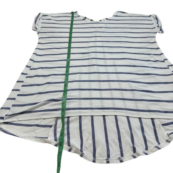 CHICOS Cross Back Rayon Jersey Blue White Stripe Short Sleeve Tee Size Medium 1 - Picture 9 of 9